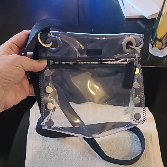 Clear and Dark Navy Blue Hammitt Crossbody Bag - Picture 2 of 10